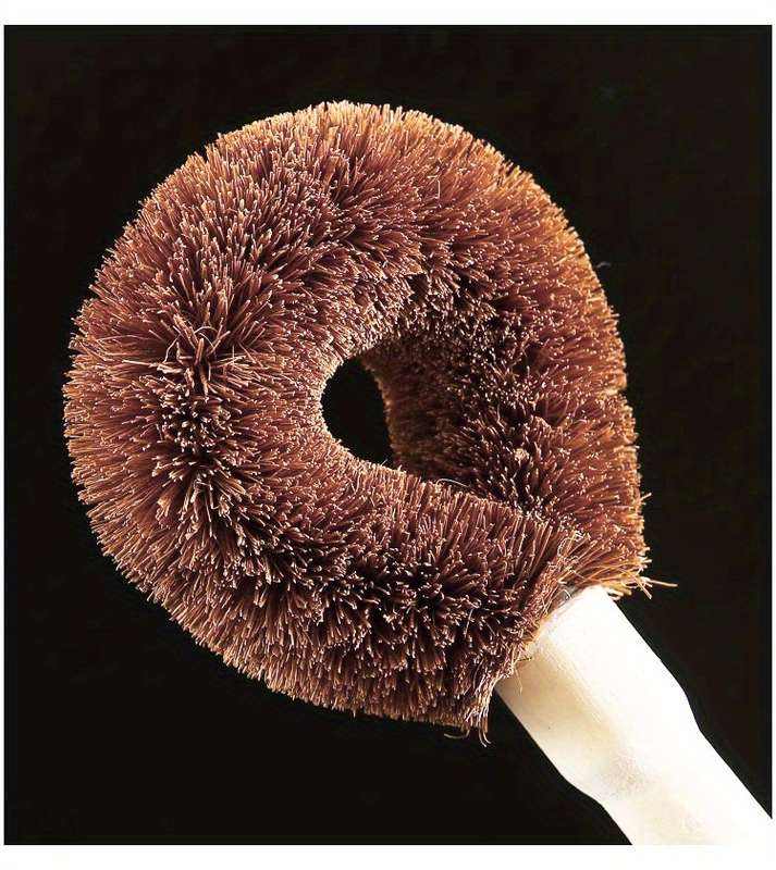 1pc Natural Bamboo Kitchen Brush with Plastic Handle for Pot and Dish Cleaning