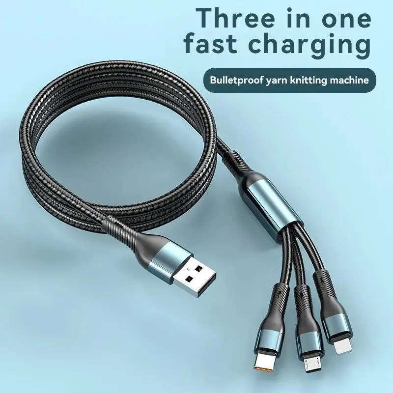 120W 3in 1 USB Fast Charging Cable Micro USB Type C Cable Data Cord for Realme