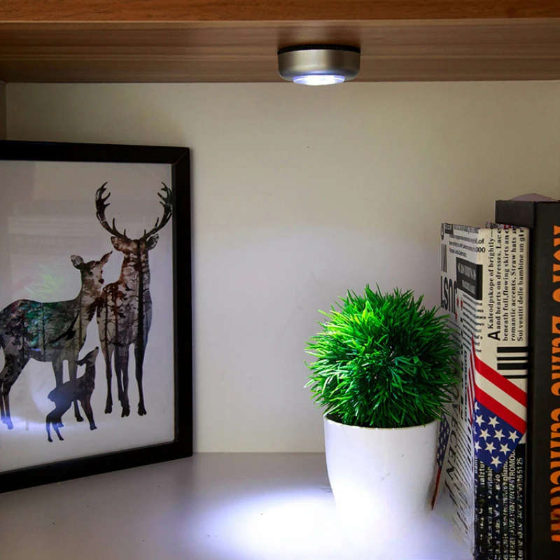 1pc 3LED Cordless Touch Night Light Stick-On Battery Operated Portable Easy Installation Perfect for