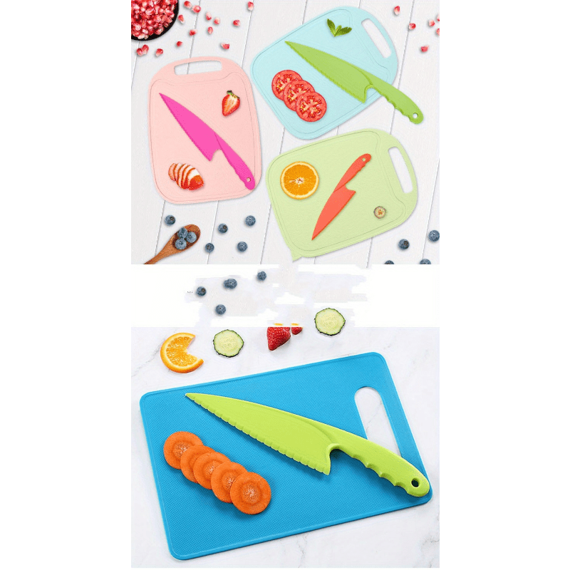 3-Pack Serrated Plastic Kitchen Knives Food-Safe for Cutting Fruits Vegetables Bread Salads
