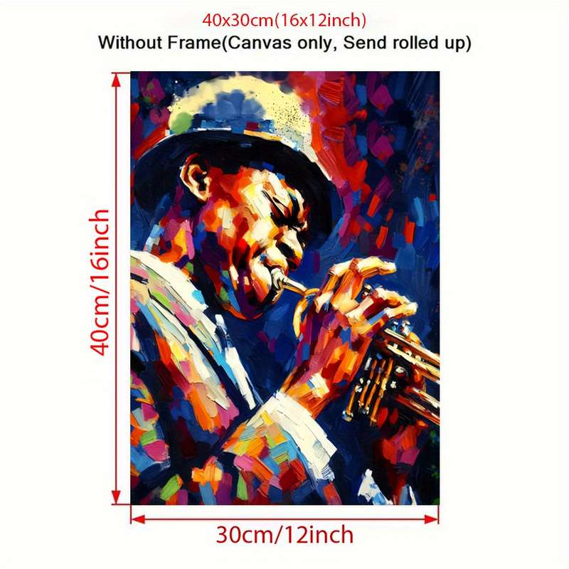 1pc Vibrant Abstract Jazz Trumpeter Canvas Art Unframed Poster Colorful Musician Wall Decor for