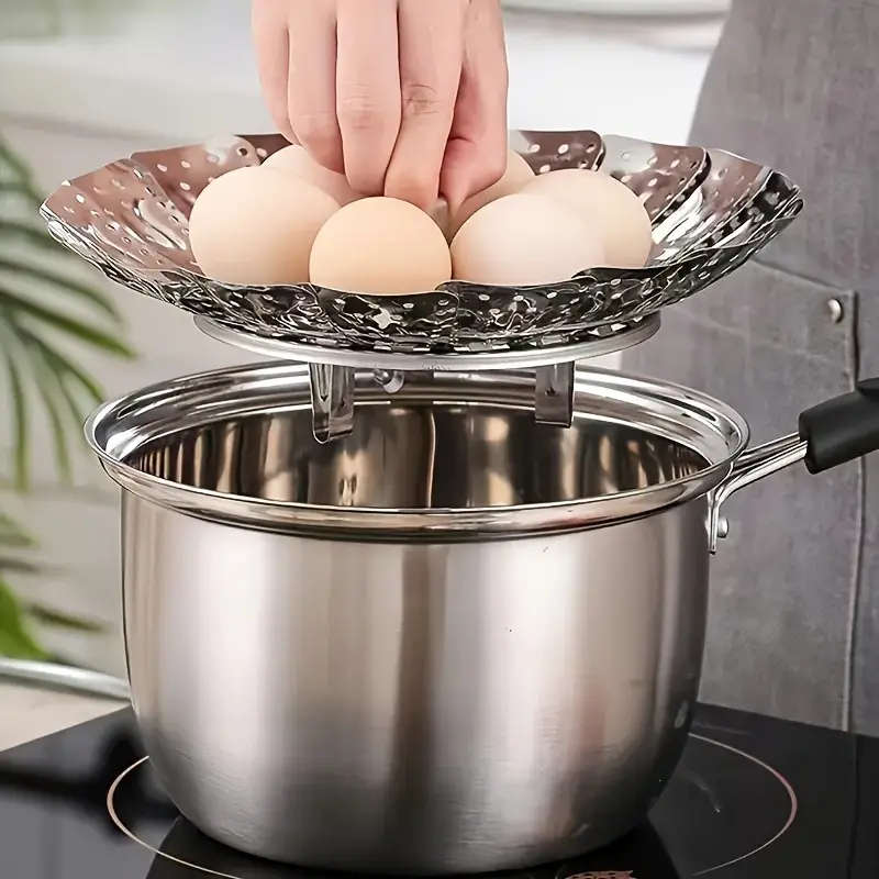 1pc Multi-functional Collapsible Steamer Basket Stainless Steel Foldable Steaming Rack Cooking Inser