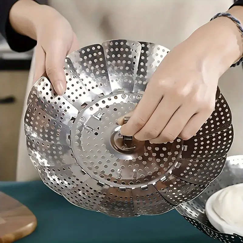 1pc Multi-functional Collapsible Steamer Basket Stainless Steel Foldable Steaming Rack Cooking Inser