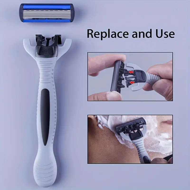 Men`s Manual Shaver Set, 2 Handle + 24 Blades, Safety Razor 6-Layers Stainless Steel