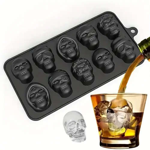 1pc Halloween Skull Ice Cube Tray Silicone Mold for Whiskey Cocktail Multipurpose Chocolate Candy Pu