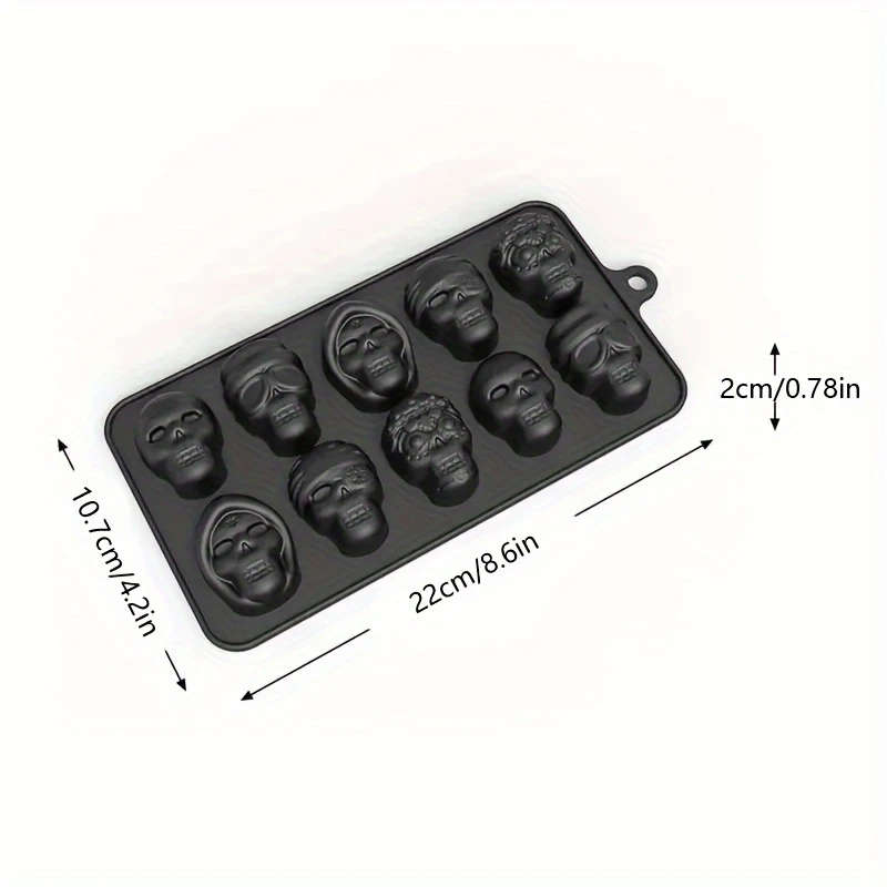 1pc Halloween Skull Ice Cube Tray Silicone Mold for Whiskey Cocktail Multipurpose Chocolate Candy Pu