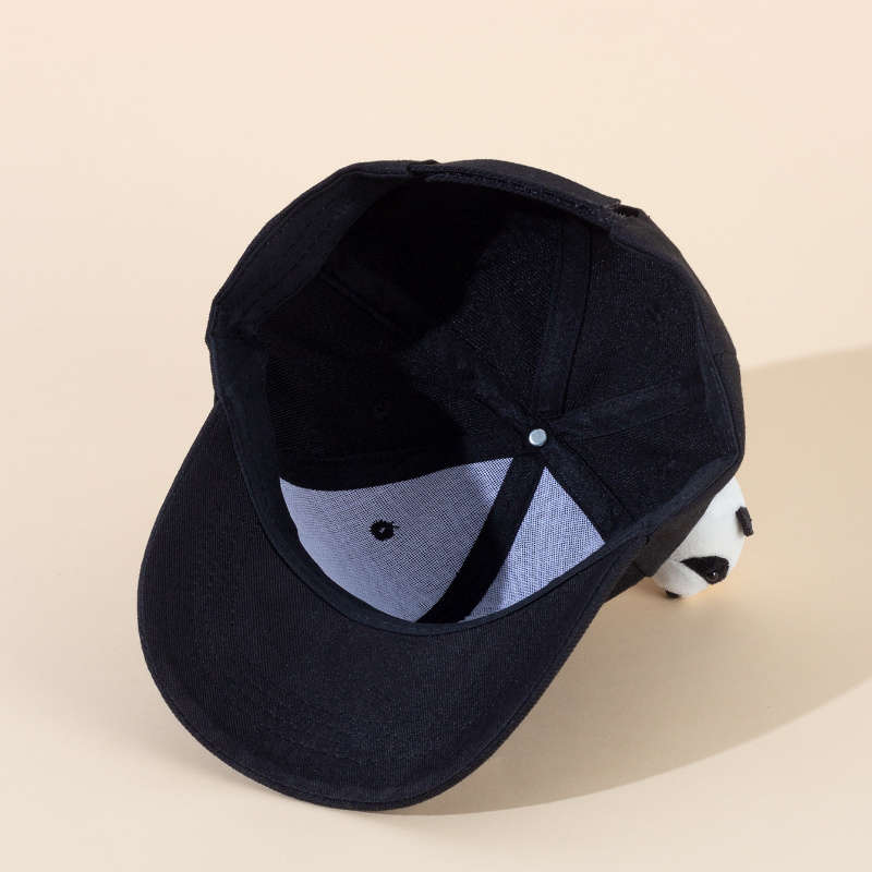 1pc Adjustable Cotton Baseball Cap with Cute Panda Ears Casual Round Top Hat for Men and Women P