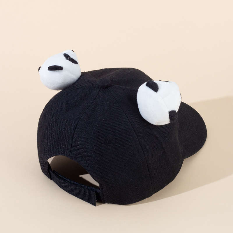 1pc Adjustable Cotton Baseball Cap with Cute Panda Ears Casual Round Top Hat for Men and Women P