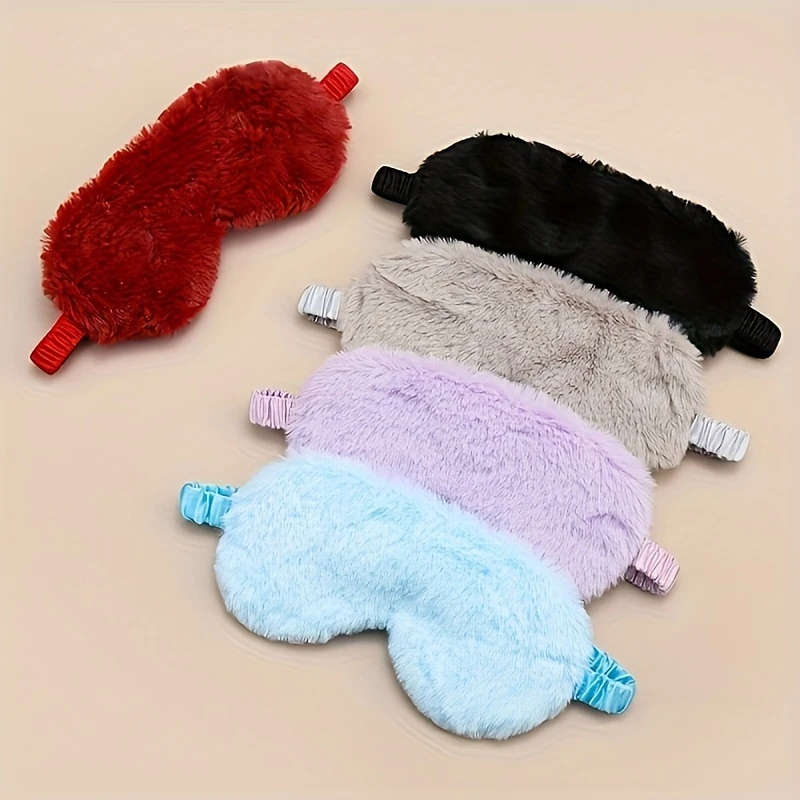 1pc Soft Cozy Plush Blackout Eye Mask Breathable Comfortable Sleep Blindfold for Travel Naps