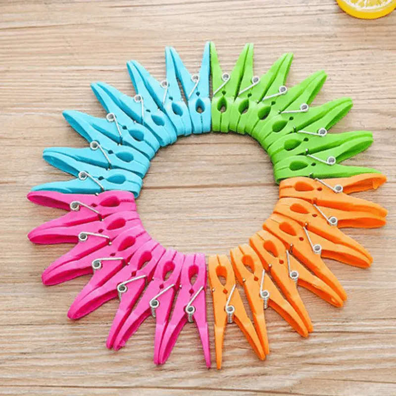 24pcs pack Heavy Duty Colorful Plastic Clothespins with Springs Set of Air-Drying Laundry Clothes