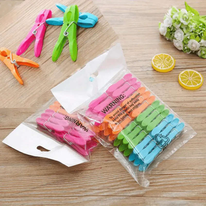 24pcs pack Heavy Duty Colorful Plastic Clothespins with Springs Set of Air-Drying Laundry Clothes
