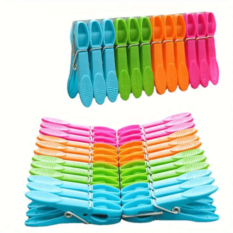 24pcs pack Heavy Duty Colorful Plastic Clothespins with Springs Set of Air-Drying Laundry Clothes