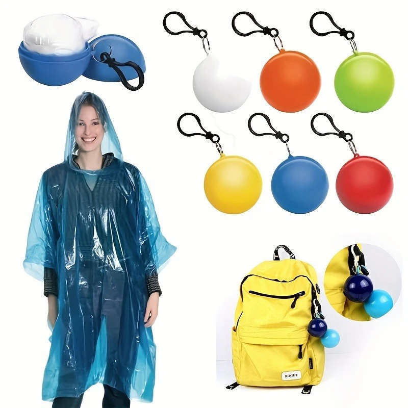 1pc Compact Disposable Waterproof Raincoat Keychain Lightweight Easy to Carry Ideal for Hiking Trave