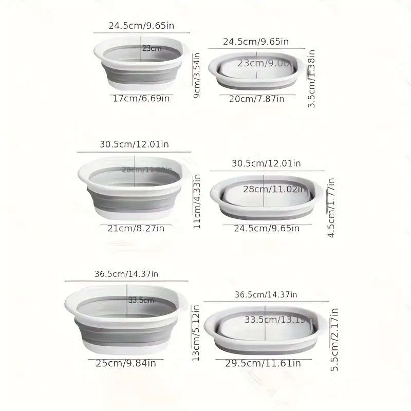 3pcs Foldable Multi-Functional Basin Space-Saving Versatile for Face Washing Vegetable Rinsing Under