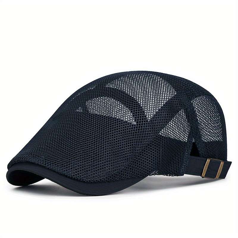 1pc Breathable Mesh Cap for Men and Women Summer Thin Casual Beret Sun Cap with 100% Polyester Fi