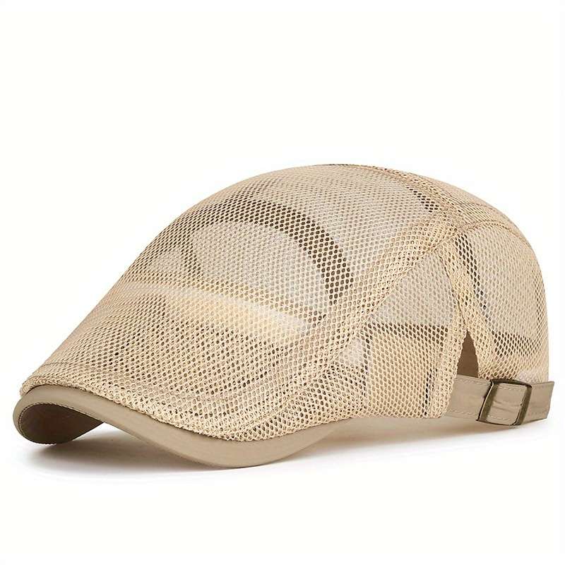 1pc Breathable Mesh Cap for Men and Women Summer Thin Casual Beret Sun Cap with 100% Polyester Fi