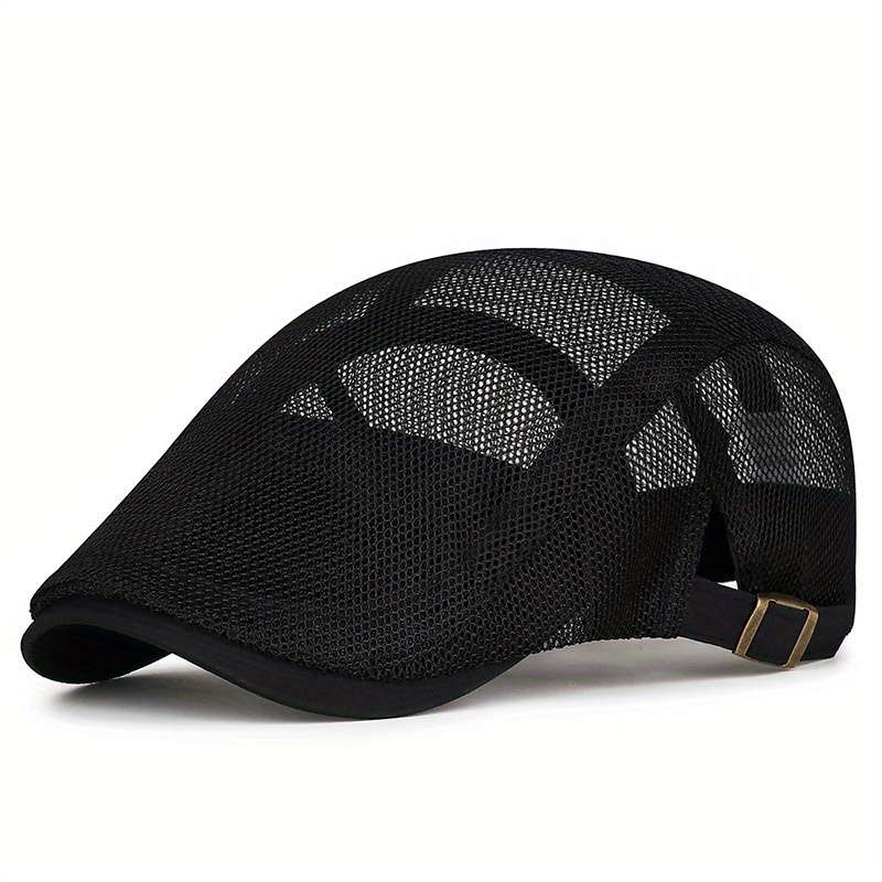 1pc Breathable Mesh Cap for Men and Women Summer Thin Casual Beret Sun Cap with 100% Polyester Fi