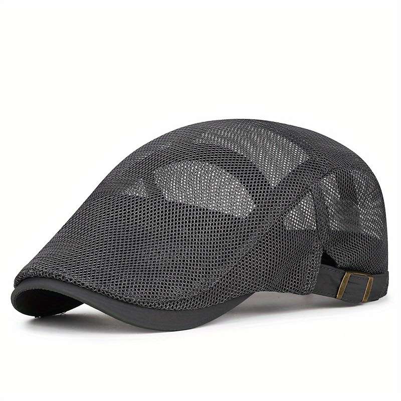 1pc Breathable Mesh Cap for Men and Women Summer Thin Casual Beret Sun Cap with 100% Polyester Fi