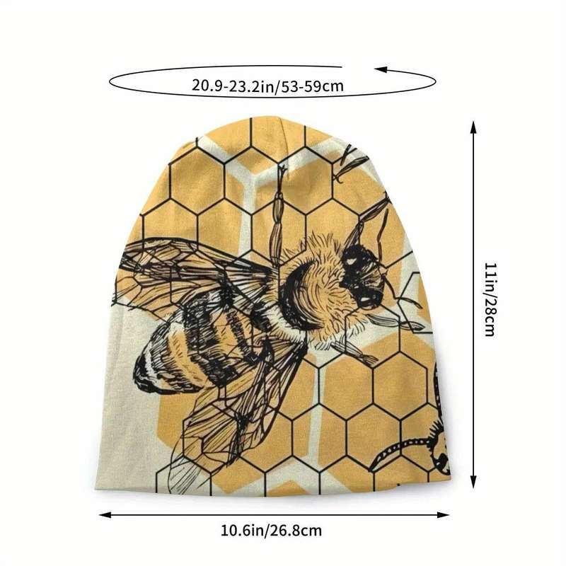 1pc Fashion And Cool Beanie Hat With Bee Pattern Versatile Accessories For Birthdays Anniver