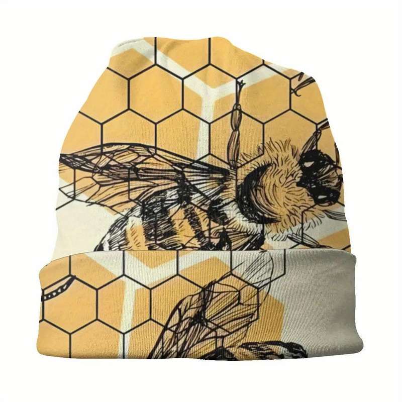 1pc Fashion And Cool Beanie Hat With Bee Pattern Versatile Accessories For Birthdays Anniver