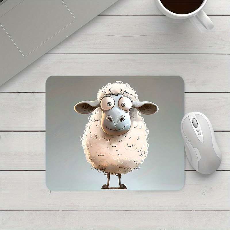 1pc Cute Mousepad With Cartoon Sheep Pattern Design Rubber Material Durable Mousepa