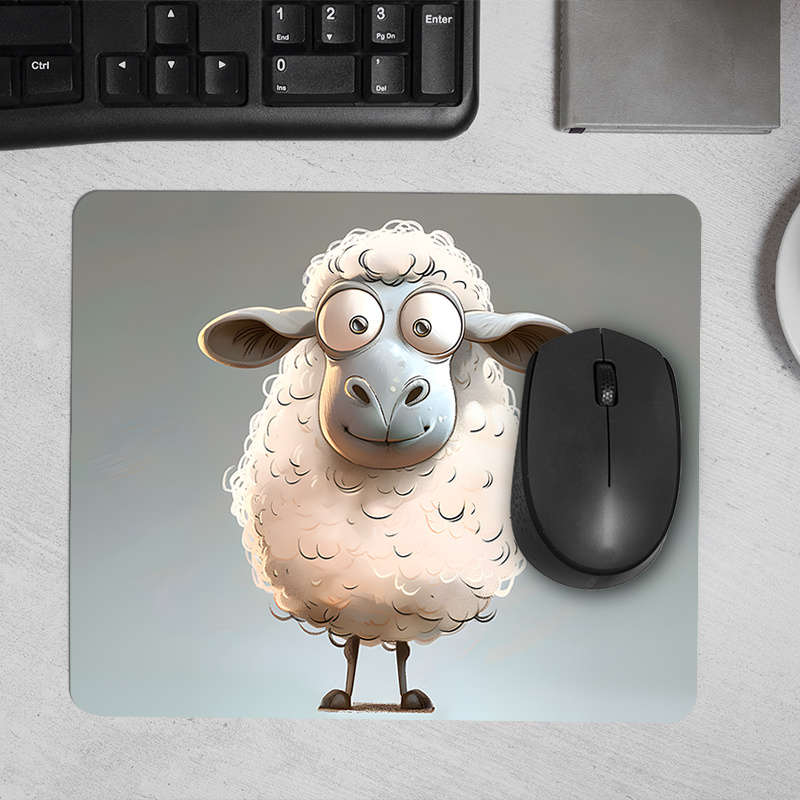 1pc Cute Mousepad With Cartoon Sheep Pattern Design Rubber Material Durable Mousepa
