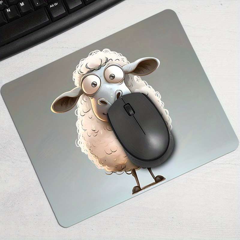 1pc Cute Mousepad With Cartoon Sheep Pattern Design Rubber Material Durable Mousepa