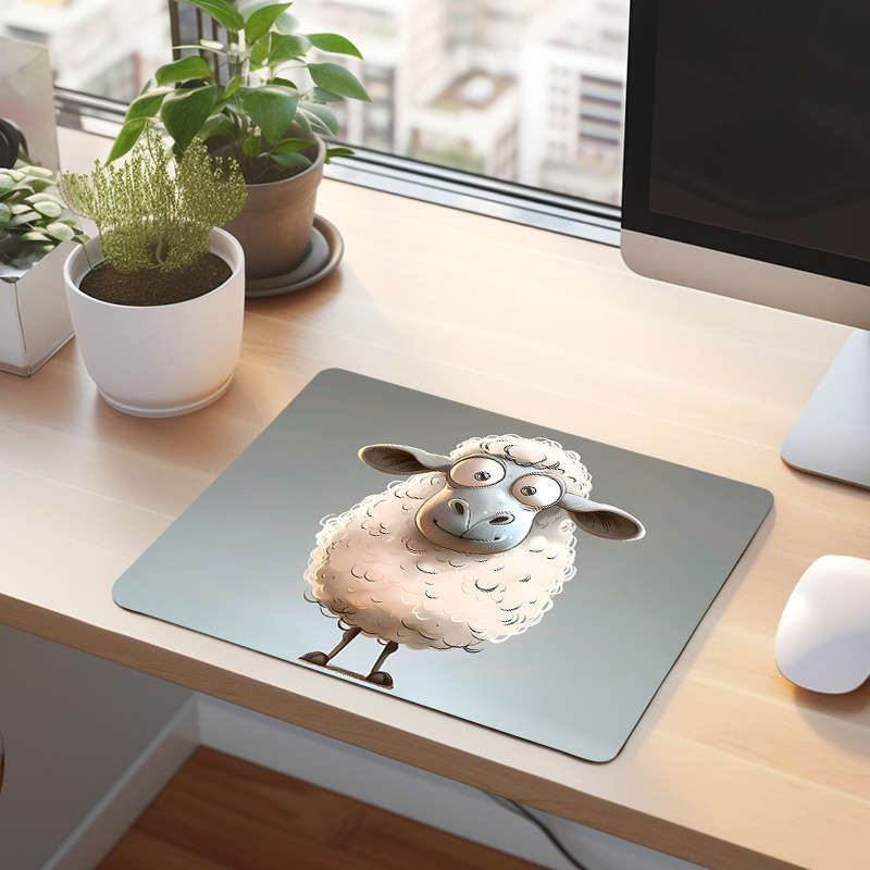 1pc Cute Mousepad With Cartoon Sheep Pattern Design Rubber Material Durable Mousepa