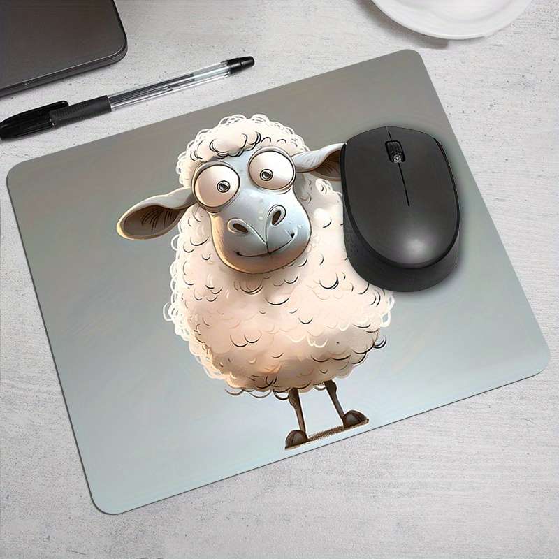 1pc Cute Mousepad With Cartoon Sheep Pattern Design Rubber Material Durable Mousepa
