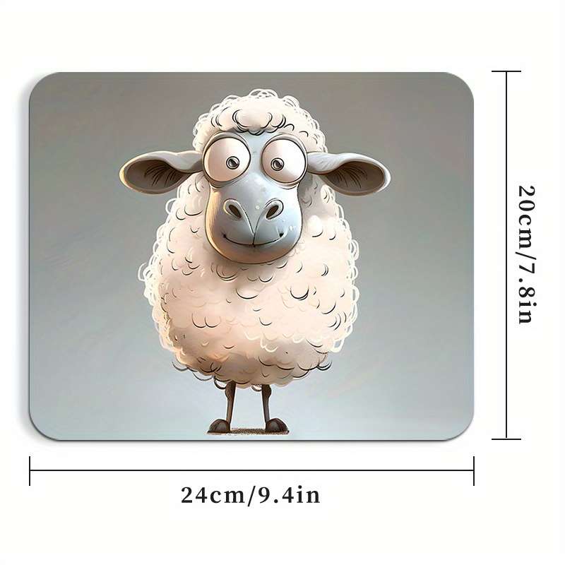 1pc Cute Mousepad With Cartoon Sheep Pattern Design Rubber Material Durable Mousepa