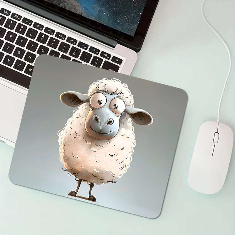 1pc Cute Mousepad With Cartoon Sheep Pattern Design Rubber Material Durable Mousepa