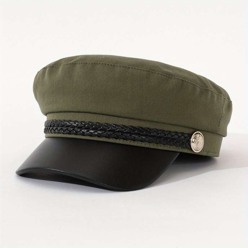 1pc Backtoschool Essential Elegant Women's Newsboy Cap with Double Twine Rope and Metal Buckle F
