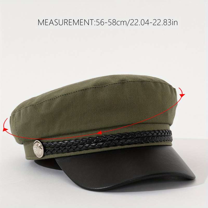 1pc Backtoschool Essential Elegant Women's Newsboy Cap with Double Twine Rope and Metal Buckle F