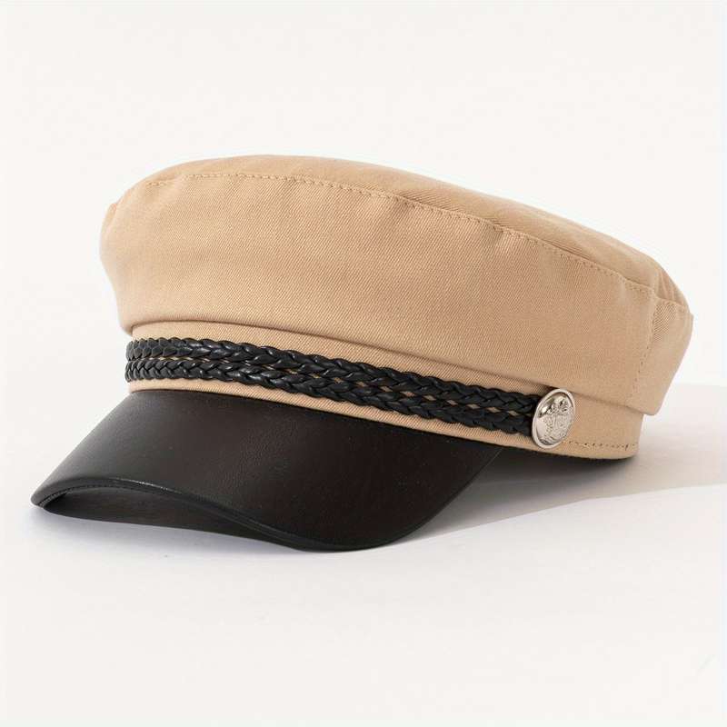 1pc Backtoschool Essential Elegant Women's Newsboy Cap with Double Twine Rope and Metal Buckle F