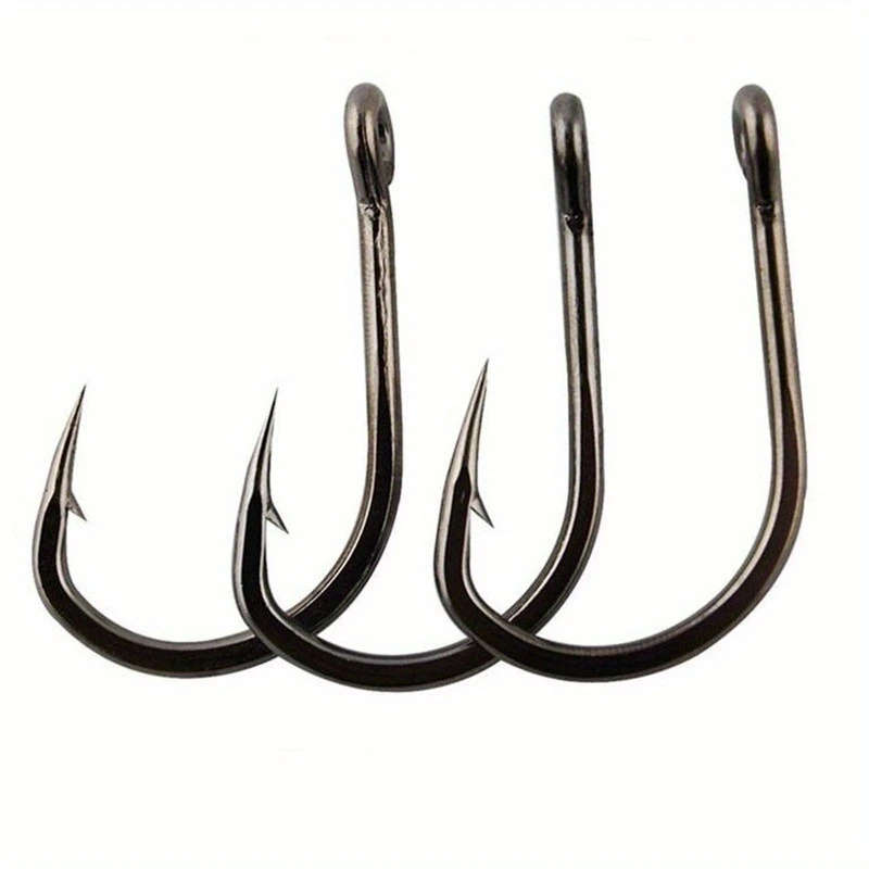 100 Pcs High Carbon Steel Overturned Fishing Hooks Sport Circle Hooks with Tackle Box for Freshwater