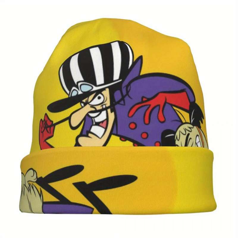 1pc Cartoon Character Graphic Beanie Hat for Men Knitted Street Style Cap Windproof Hip-Hop Skull