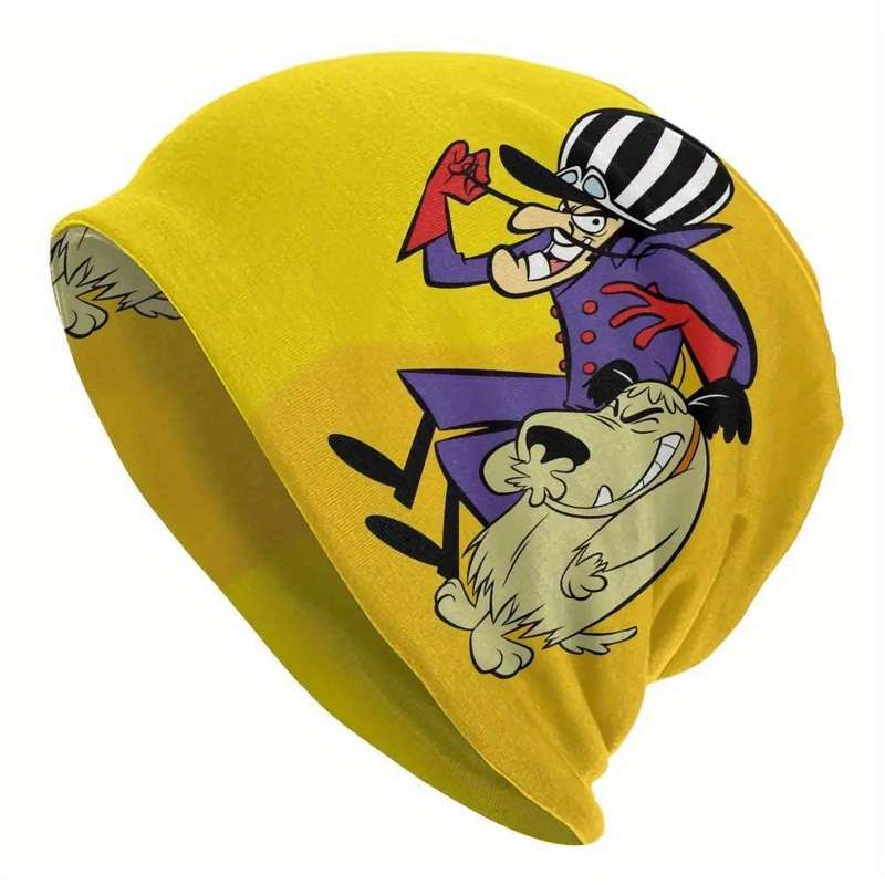 1pc Cartoon Character Graphic Beanie Hat for Men Knitted Street Style Cap Windproof Hip-Hop Skull