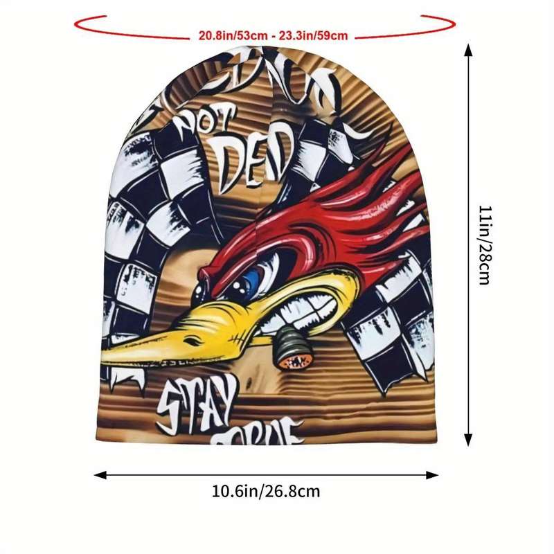 1pc Men's Novelty Woodpecker Skullies Beanies Soft Knit Turban Bonnet Hats Street Style Stretch