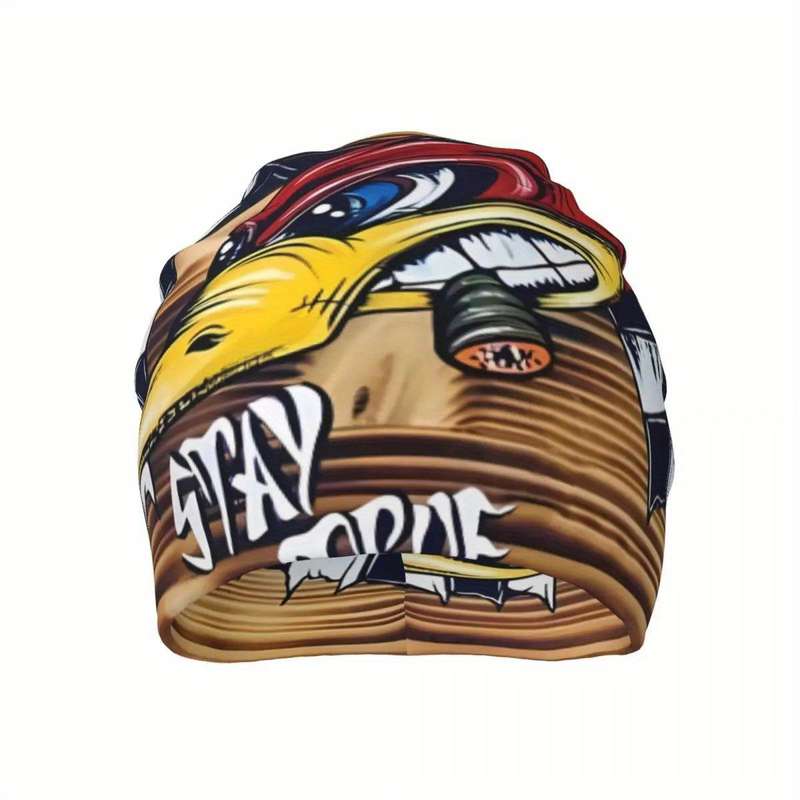 1pc Men's Novelty Woodpecker Skullies Beanies Soft Knit Turban Bonnet Hats Street Style Stretch
