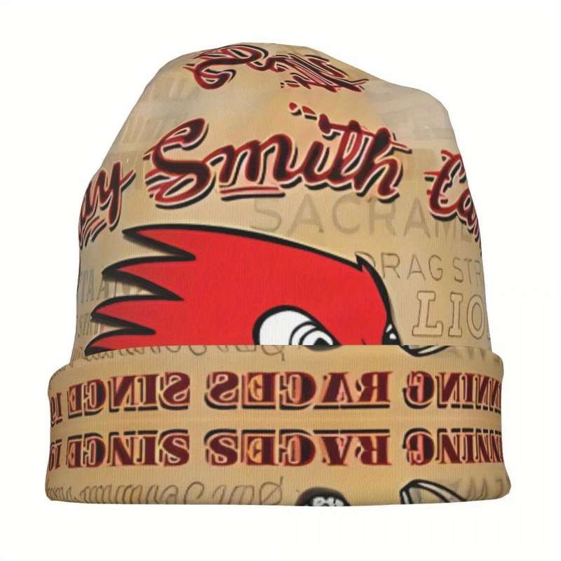 1pc Vintage Woodpecker Graphic Beanie for Men Street Style Knit Hat with Comfort Stretch Polyeste