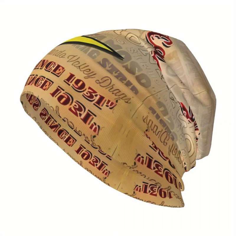 1pc Vintage Woodpecker Graphic Beanie for Men Street Style Knit Hat with Comfort Stretch Polyeste