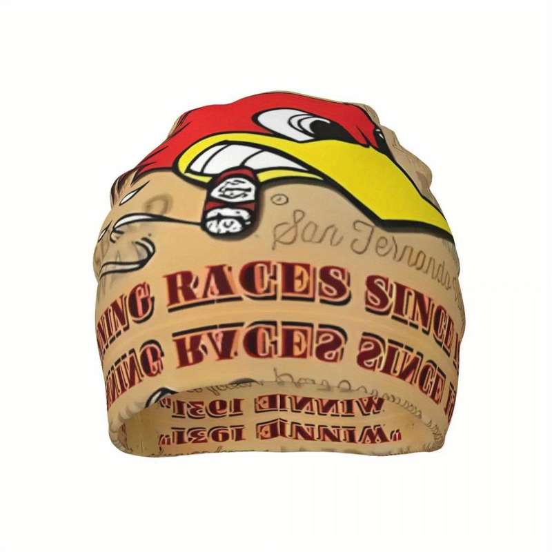 1pc Vintage Woodpecker Graphic Beanie for Men Street Style Knit Hat with Comfort Stretch Polyeste
