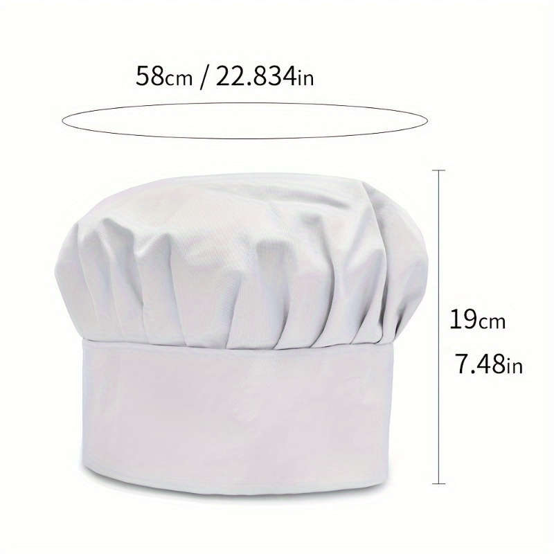 3-Pack Unisex Chef Hats Adjustable Elastic Kitchen Cooking Caps with Toggle Closure Breathabl