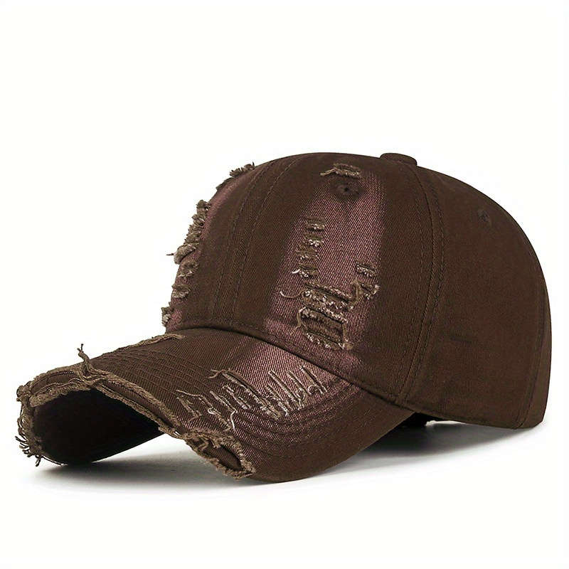 1pc Vintage Distressed Cotton Baseball Cap with Adjustable Strap Breathable Hand-Washable Trend