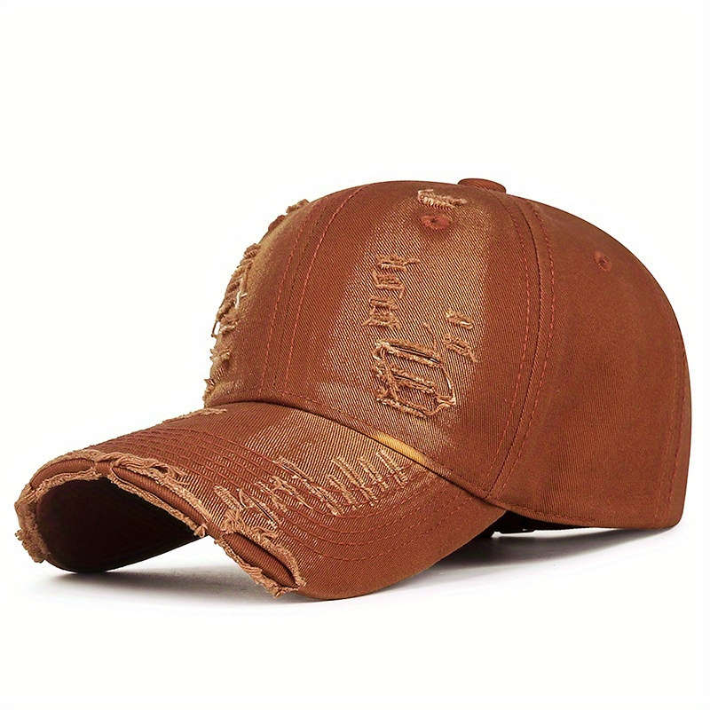 1pc Vintage Distressed Cotton Baseball Cap with Adjustable Strap Breathable Hand-Washable Trend
