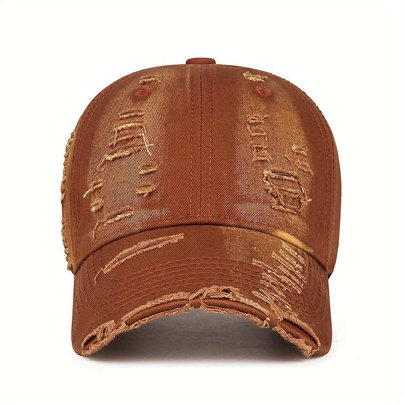 1pc Vintage Distressed Cotton Baseball Cap with Adjustable Strap Breathable Hand-Washable Trend