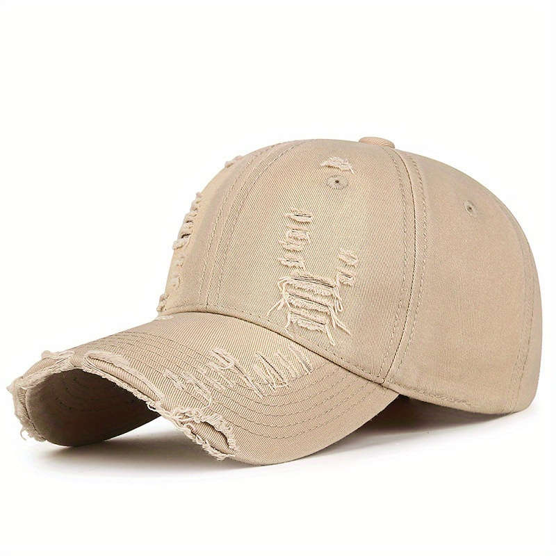 1pc Vintage Distressed Cotton Baseball Cap with Adjustable Strap Breathable Hand-Washable Trend