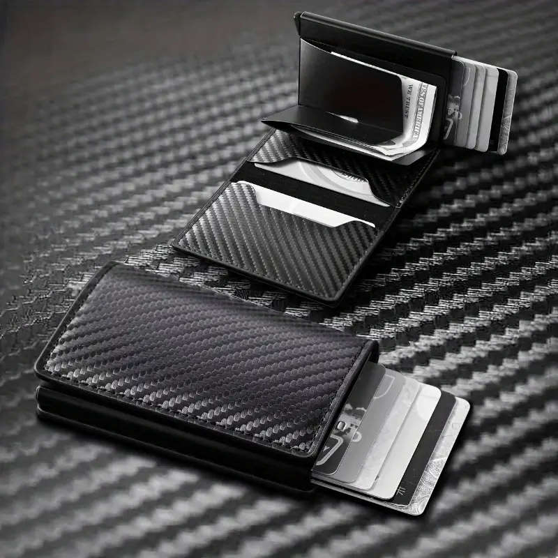 1pc Sleek Anti-Theft Men's Wallet Durable Aluminum Alloy Multiple Card Slots Lightweight Compact Des