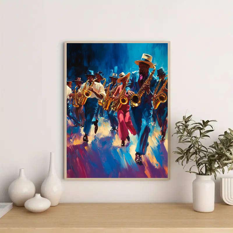 1pc 2D  Frameless Cool Jazz Musician Canvas Art Vibrant Vintage Poster for Men'S Gifts Garag