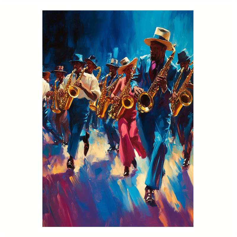 1pc 2D  Frameless Cool Jazz Musician Canvas Art Vibrant Vintage Poster for Men'S Gifts Garag